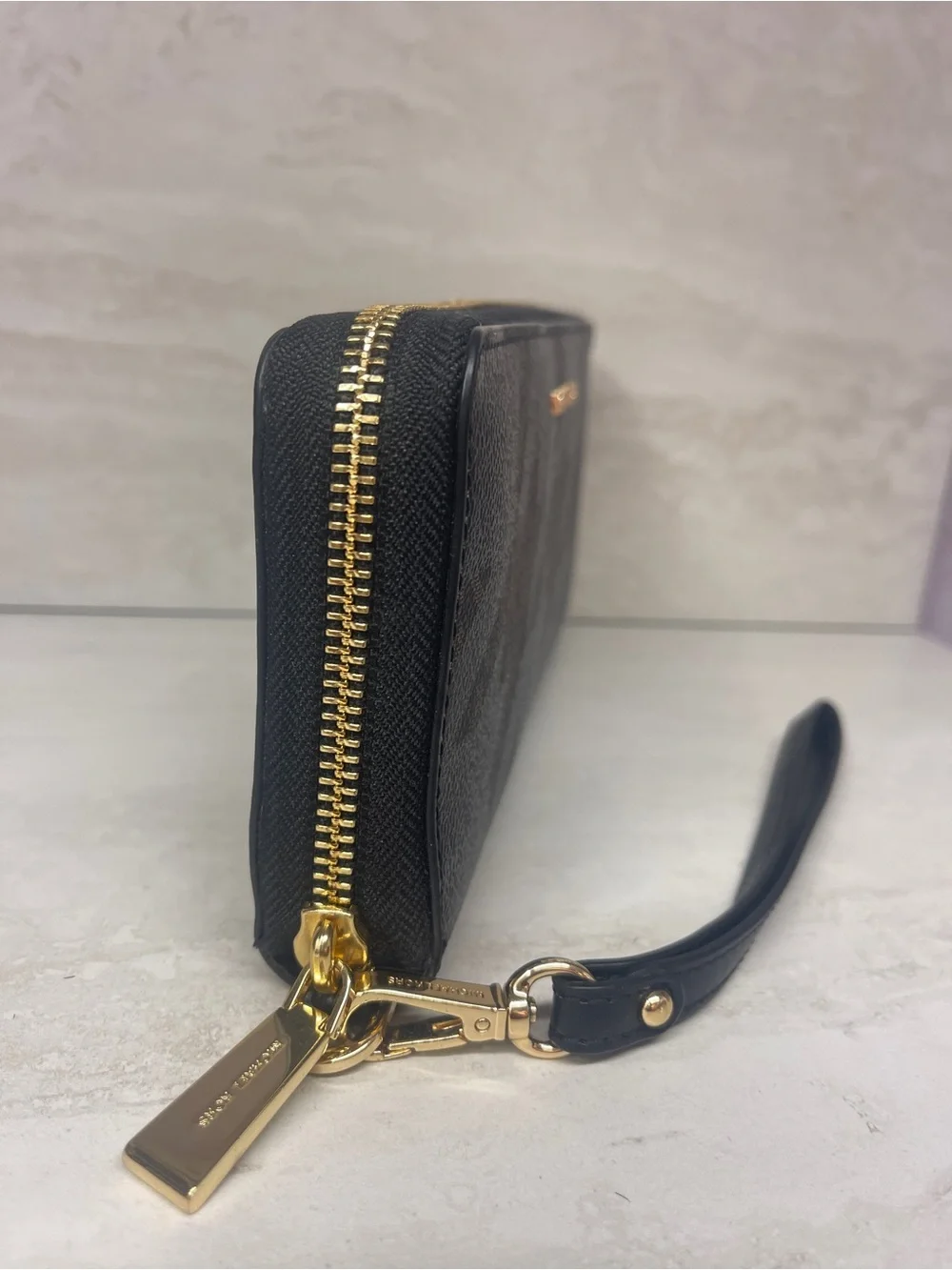 Michael Kors Brown and Black Signature Wristlet Wallet
